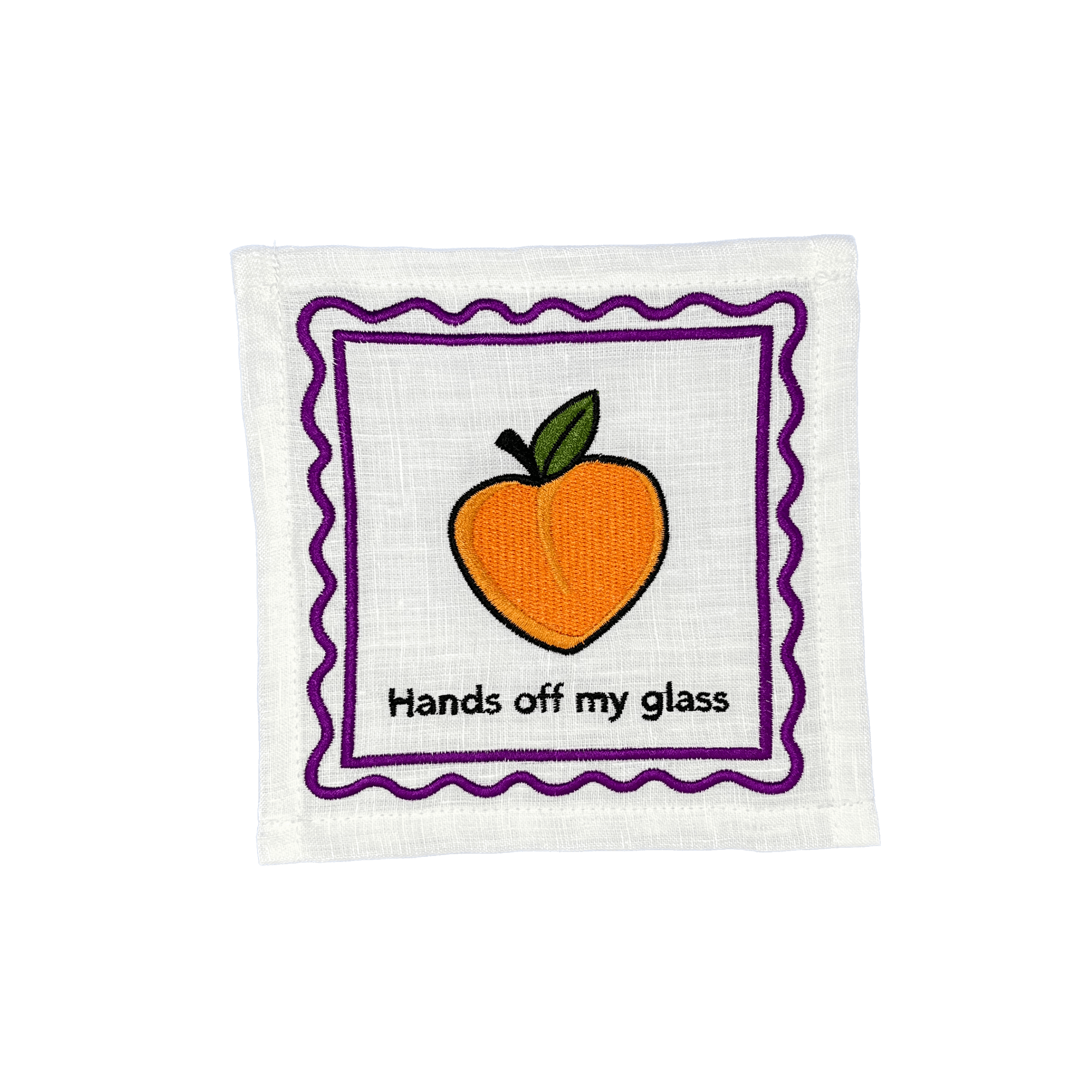 Hands Off My Glass Linen Cocktail Napkin