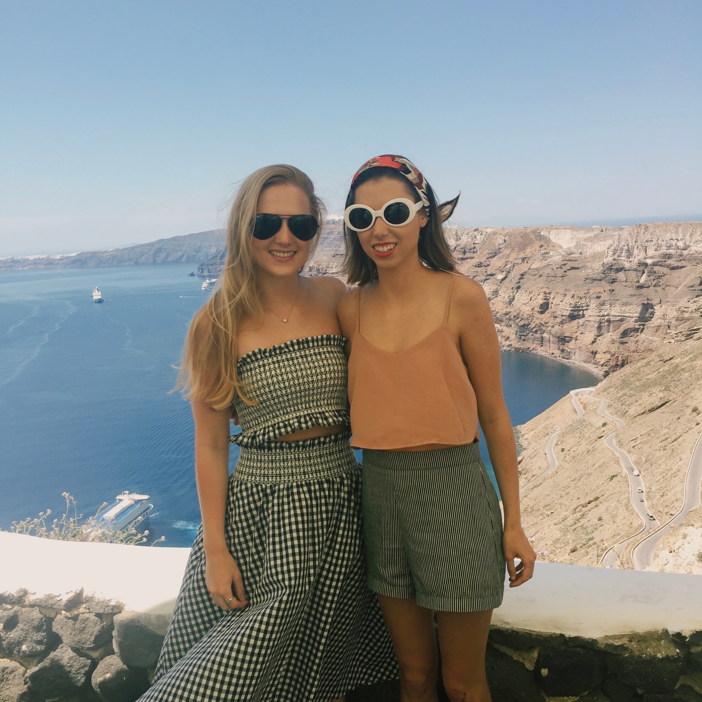 Offline Wine Sister Founders in Santorini, Greece