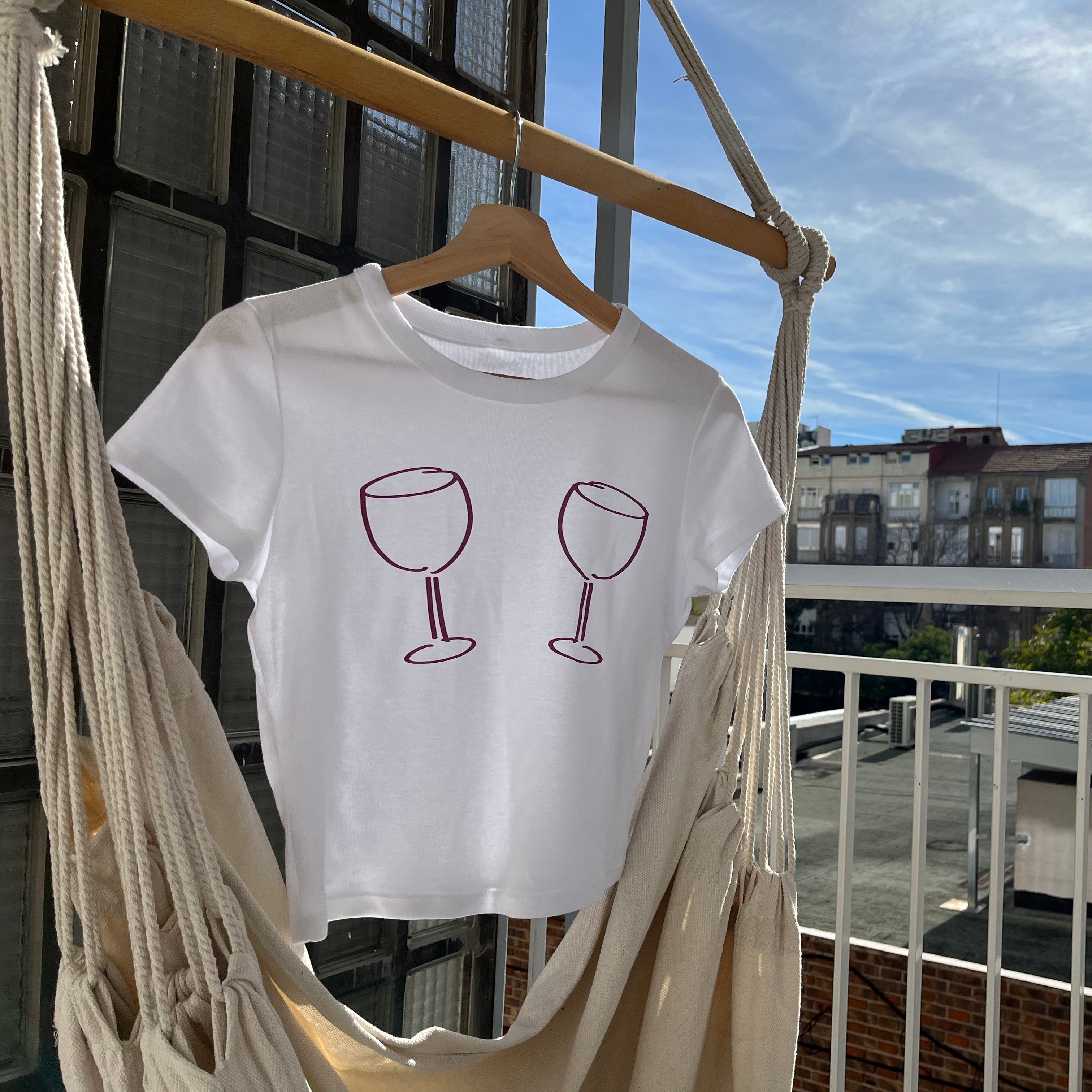 Wine Glass Baby Tee Hanging
