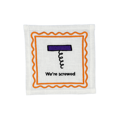 We're Screwed Linen Cocktail Napkin